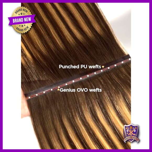 Double Weft Human Hair Extensions 7pc Set 18 Inch Butterfly Clip In main image 4